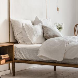 Biela napínacia plachta s prímesou ľanu 160x200 cm – Linen Tales