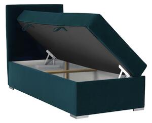 KONDELA Boxspringová posteľ, jednolôžko, zelená, 80x200, ľavá, SAFRA