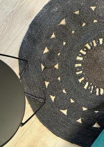 Okrúhly jutový koberec MAYA 100 cm, čierny