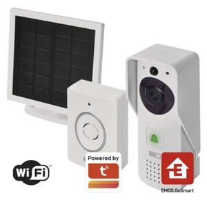 Emos H4030 GoSmart Domový solárny bezdrôtový batériový videozvonček, biela, Wi-Fi