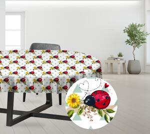 Ervi bavlnený obrus na stôl oválny - lienky a slnečnice