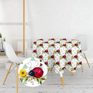Ervi bavlnený obrus na stôl okrúhly - lienky a slnečnice