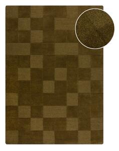 Kaki ručne tkaný vlnený koberec 160x230 cm Checkerboard – Flair Rugs