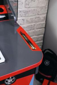 Multifunkčný písací stôl Rally s nádstavcom - červená/antracit