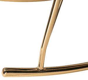 Hojdacie kreslo biele buklé čalúnenie zlaté kovové nohy tradičný retro dizajn