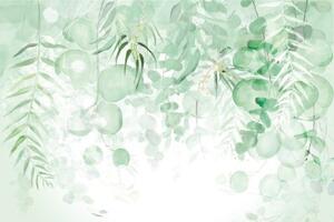 Samolepiaca tapeta jemné zelené listy - 150x270