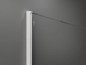 Mexen Kioto, Walk-In sprchová zástena 100 x 200 cm, 8mm sklo číre/čierny vzor, biely profil, 800-100-101-20-77