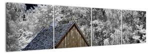 Chaloupka v zime, obrazy (Obraz 160x40cm)