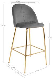 Barová stolička LOESONNI sivá/zlatá