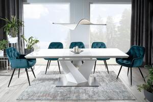 Jedálenský rozkladací stôl FRANKLIN 160/220 x 90 cm biely lesk