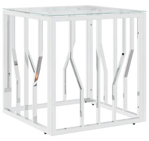 Konferenčný stolík strieborný 50x50x50 cm nerezová oceľ a sklo