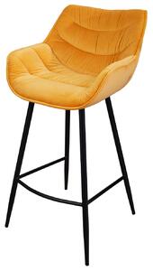 Barová stolička Holandská komfortná horčicová žltá zamat