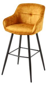 Barová stolička Euphoria 100cm horčicovo žltá zamatová podrúčka