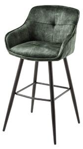 Barová stolička Euphoria 100cm zelená zamatová lakťová opierka