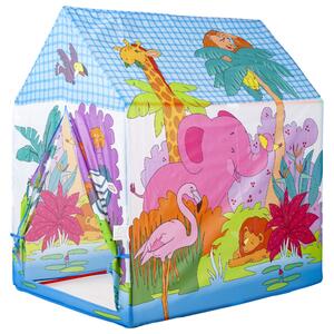 IPLAY Detský stan v tvare domčeka - ZOO zvieratká