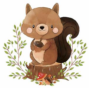 Detský obraz - Veverička na pníku 50 x 40 cm
