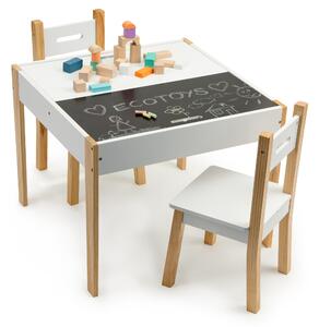 EcoToys Detský drevený stôl so stoličkami - biely
