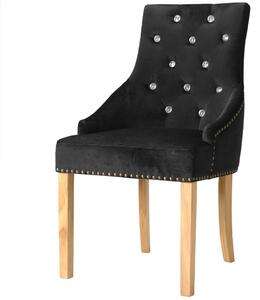 Jedálenské stoličky 2 ks, čierne, dubový masív a zamat