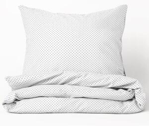 Goldea bavlnené posteľné obliečky - vzor 494 sivé bodky na bielom 140 x 200 a 70 x 90 cm