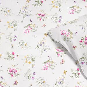 Goldea bavlnené posteľné obliečky - farebné lúčne kvety na bielom 150 x 200 a 50 x 60 cm