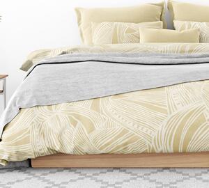 Goldea bavlnené posteľné obliečky - vzor 808 tropické listy na zlatom 240 x 200 a 2ks 70 x 90 cm