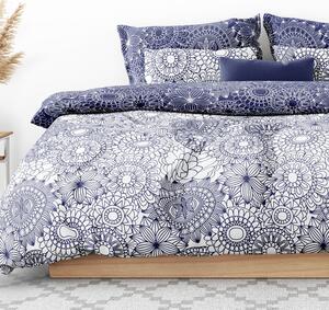 Goldea bavlnené posteľné obliečky - veľké mandaly na tmavo modrom a bielom 140 x 200 a 70 x 90 cm