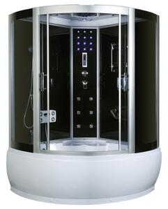 D‘Eluxe Hydromasážny Sprchový Box PF13H3522 135x135x225cm, posuvné dvere, grafitové sklo, 5mm