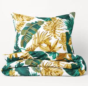 Goldea bavlnené posteľné obliečky - palmové listy na bielom 140 x 200 a 70 x 90 cm