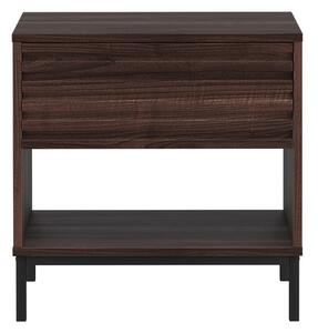 Tmavohnedý nočný stolík s doskou v dekore orechového dreva Celine – Støraa