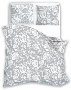 Obliečky z mikrovlákna v sivo-bielej farbe so vzorom ruží Sivá