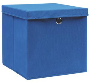 Úložné boxy s vekom 10 ks, 28x28x28 cm, modré