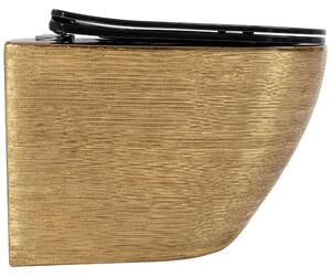 Rea Carlo Flat, závesná WC misa 49x37x33 cm, zlatá brúsená-čierna, REA-C3300