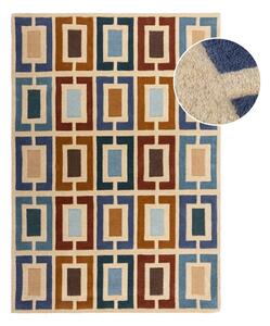 Modro-oranžový ručne tkaný vlnený koberec 80x150 cm Retro Blocks – Flair Rugs