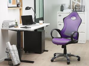 Kancelárska stolička otočný sklopný mechanizmus z fialovej sieťoviny nastaviteľná výška sedadla ergonomické operadlo