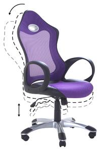 Kancelárska stolička otočný sklopný mechanizmus z fialovej sieťoviny nastaviteľná výška sedadla ergonomické operadlo