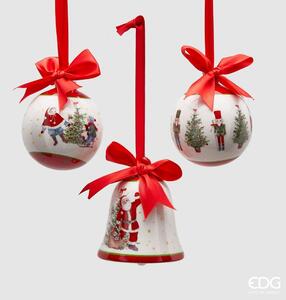 Vianočná keramická ozdoba guľa/zvonček 1ks, 8 cm