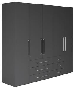 SKRIŇA S OTOČNÝMI DVERAMI, antracitová, antracitová s vysokým leskom, 244/218,6/59,4 cm Xora - Skrine