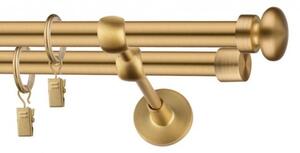 Dekorstudio Garniža dvojradová FLAT zlatá 19mm Dĺžka: 120cm, Typ uchytenia: Držiak dvojitý otvorený, Typ príslušenstva: Bez príslušenstva