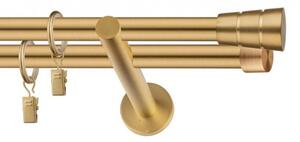 Dekorstudio Garniža dvojradová BASIC zlatá 19mm Dĺžka: 120cm, Typ uchytenia: Držiak dvojitý modern, Typ príslušenstva: Krúžky tiché so štipcami
