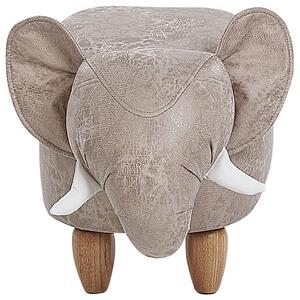 Sivý sloní puf stolička, imitácie kúže, drevené nohy s úložným priestorom, puf pro deti