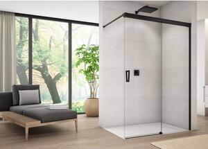SANSWISS CADURA Walk-In sprchová stena 120 upevnenie vpravo, s posuvnými dverami, matná čierna, číre sklo s AquaPerle CAW2D1200