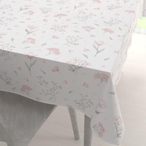 Biante Bavlnený obdĺžnikový obrus Sandra SA-741 Ružové jarné kvety na bielom 50x100 cm