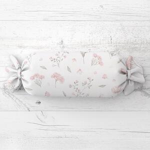 Biante Vankúš valec bonbon Sandra SA-741 Ružové jarné kvety na bielom 15x40 cm