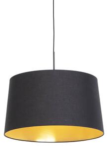 Závesná lampa s bavlneným tienidlom čierna so zlatom 50 cm - Combi