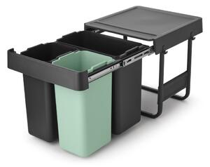 Dotykový plastový odpadkový kôš na triedený odpad v mentolovo-tmavosivej farbe 40 l Sort&Go – Brabantia