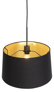 Závesná lampa s bavlneným tienidlom čierna so zlatou 40 cm - Combi