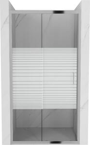 Mexen Apia, posuvné dvere do otvoru 145 x 190 cm, 5mm číre sklo - pásiky, chrómový profil, 845-145-000-01-20