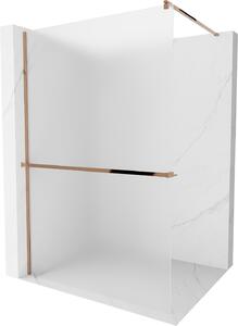 Mexen, Mexen Kioto+ ścianka prysznicowa z półką i relingiem 70 x 200 cm, szron 8 mm, różowe złoto - 800-070-121-60-30