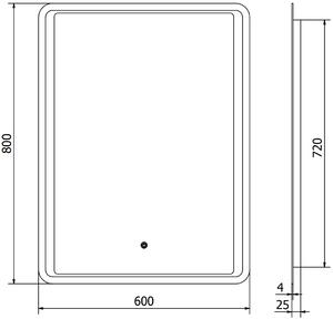 Mexen Zusa, LED kúpeľňové zrkadlo s podsvietením 60x80 cm, 6000K, ochrana proti zahmlievaniu, 9808-060-080-611-00