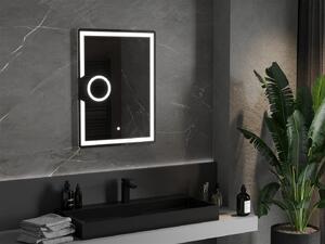 Mexen Onyx, LED kúpeľňové zrkadlo s podsvietením a kozmetickým zrkadielkom 60x80 cm, 6000K, ochrana proti zahmlievaniu, 9813-060-080-611-00